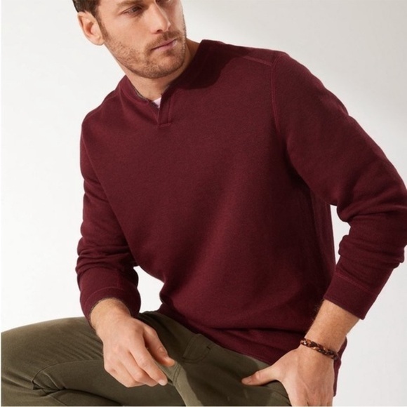Tommy Bahama Maroon/Blue Reversible Flipstee Abaco Sweater Sz M - Picture 1 of 10